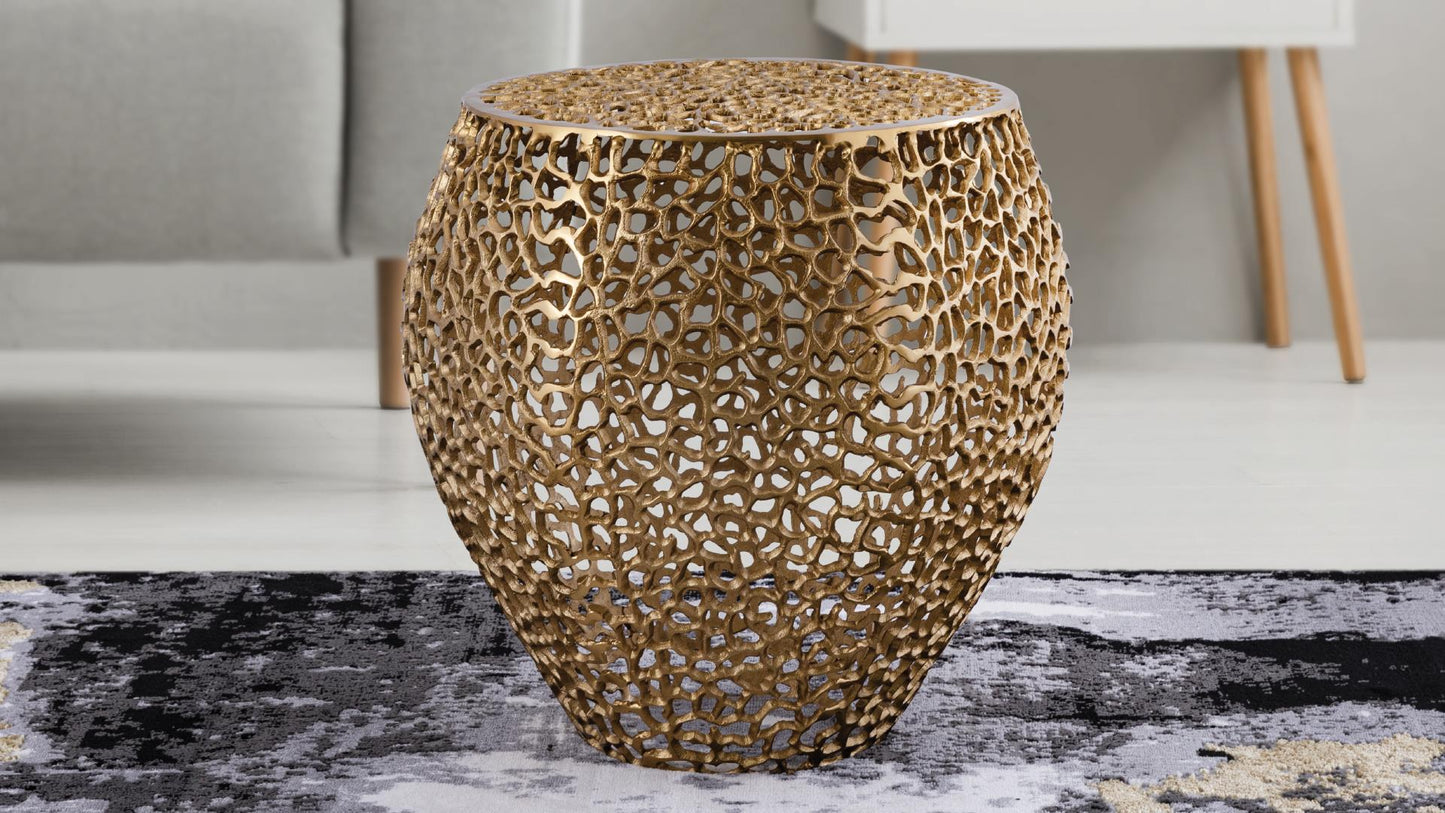 Modern Gold Openwork End Table