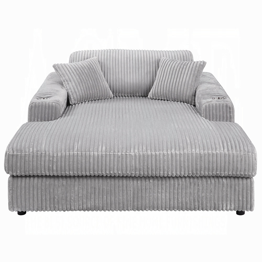 Oversized Corduroy Chaise Lounge with Pillows