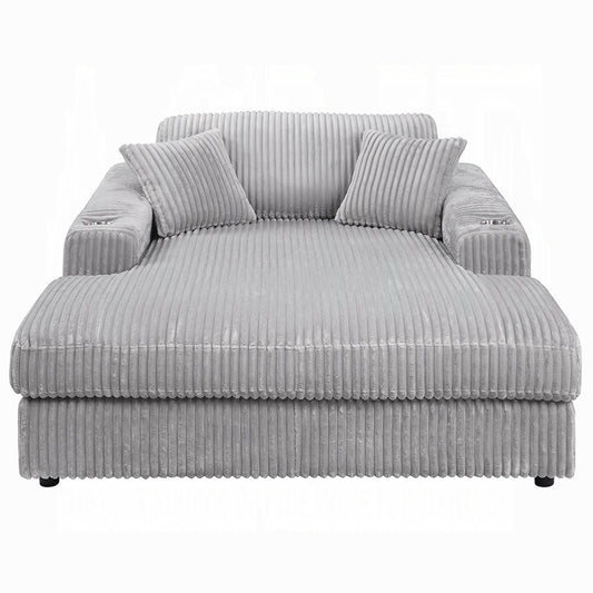 Oversized Corduroy Chaise Lounge with Pillows