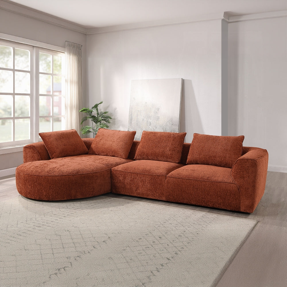 Modern Curved Sectional Sofa with Accent Pillows