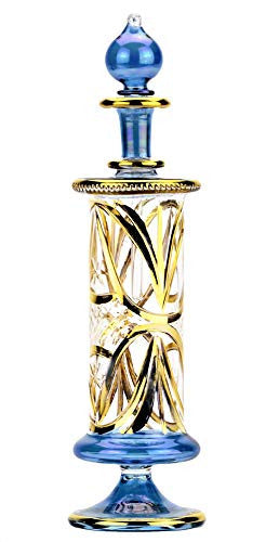Handcrafted Egyptian Crystal Perfume Bottle (Blue)