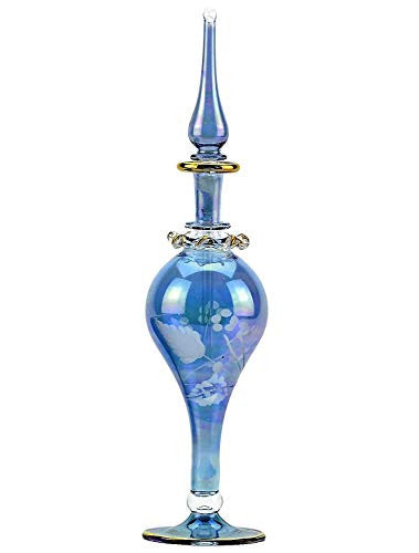 Handcrafted Egyptian Glass Perfume Bottle (Blue Floral)